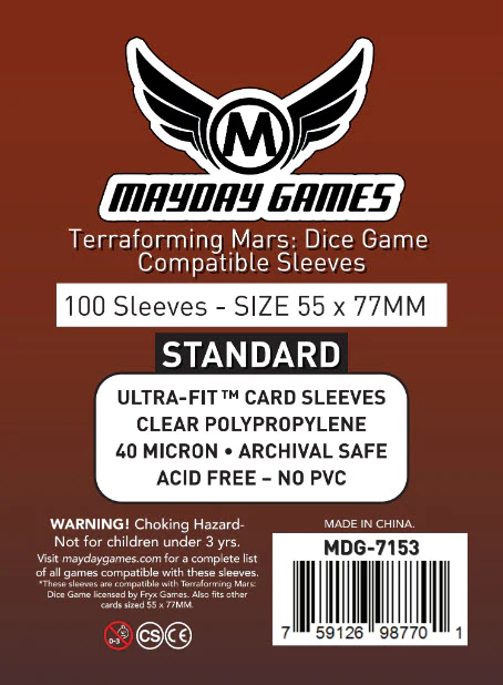 55x77mm Mayday Terraforming Mars Dice Game Compatible Game Sleeves (Standard/Premium)