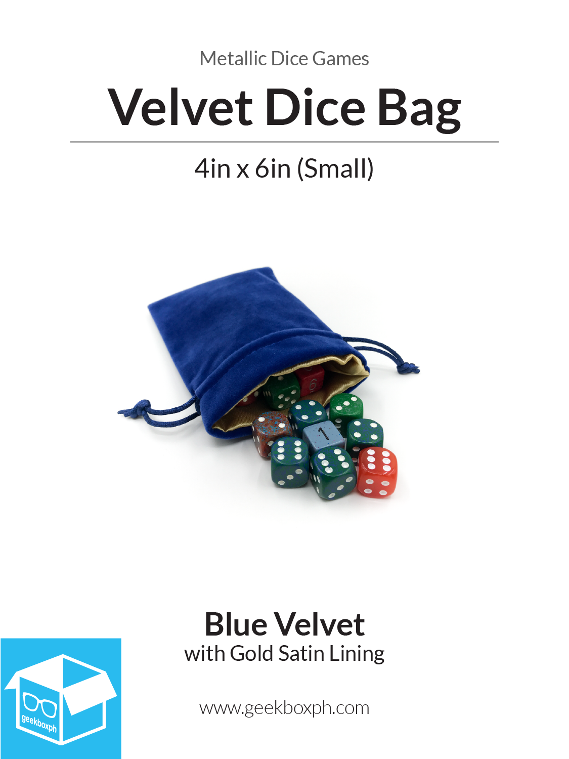 Velvet Dice Bag with Satin Lining: 4x6in (Small) - Various Colors