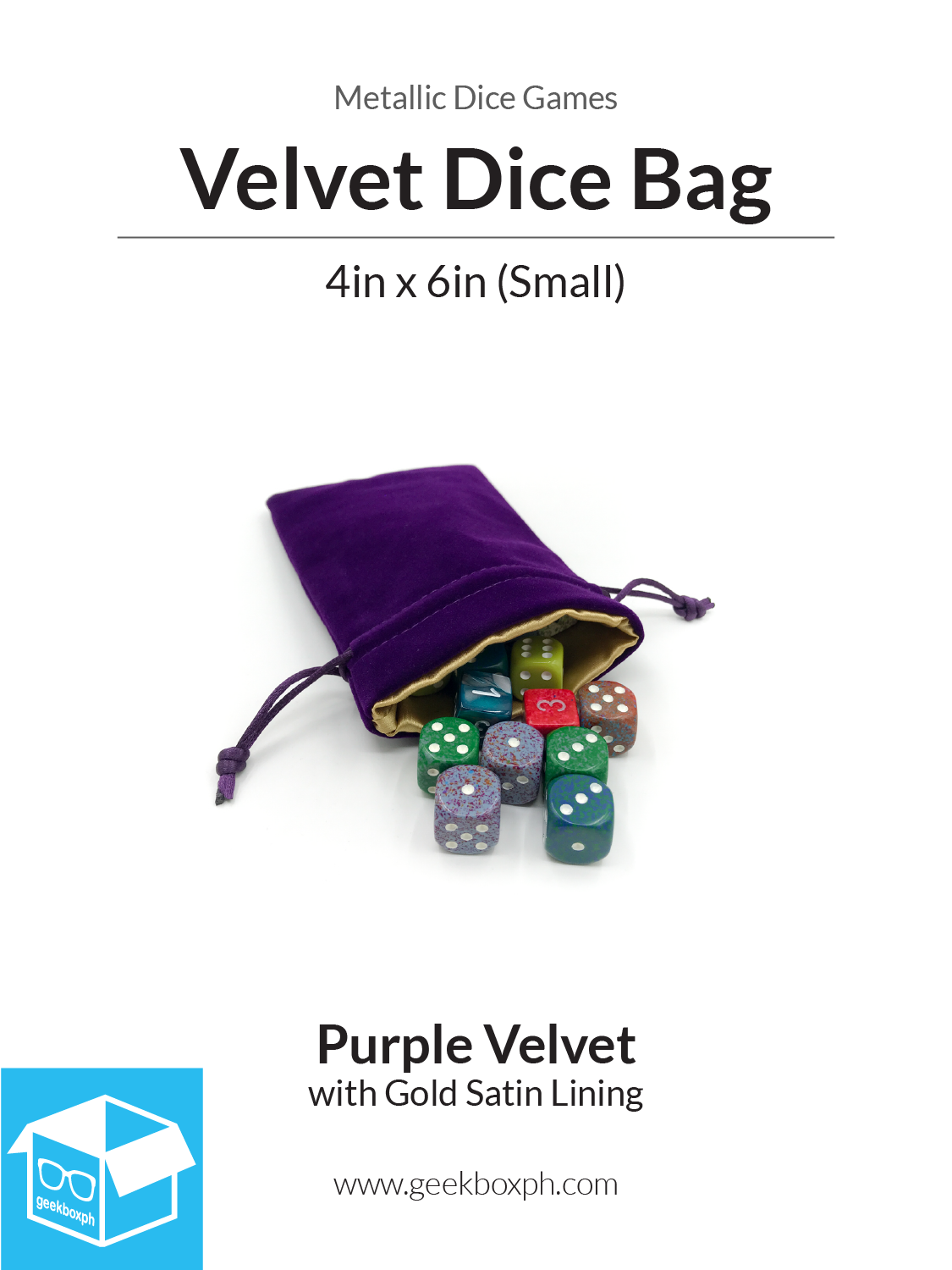 Velvet Dice Bag with Satin Lining: 4x6in (Small) - Various Colors