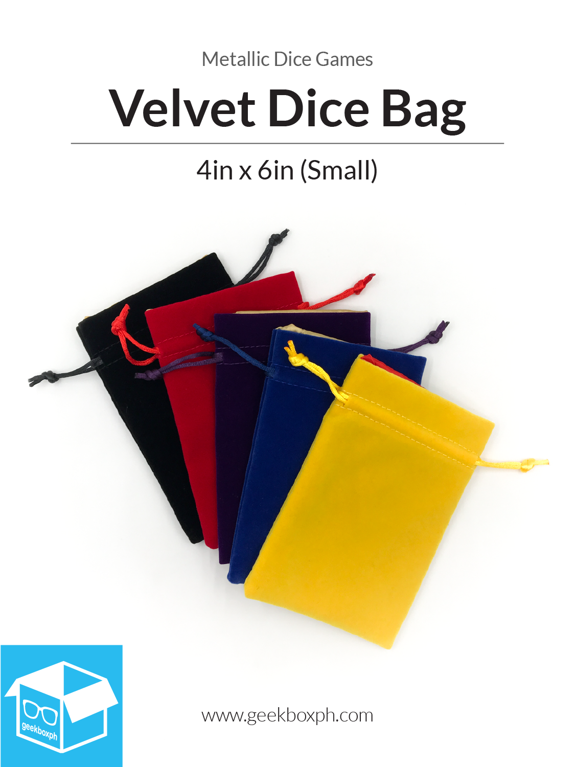 Velvet Dice Bag with Satin Lining: 4x6in (Small) - Various Colors
