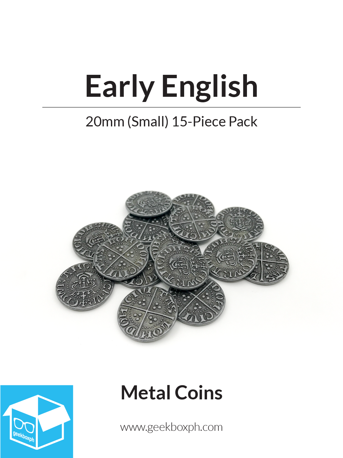 Early English Themed Metal Coins (Various Sizes)