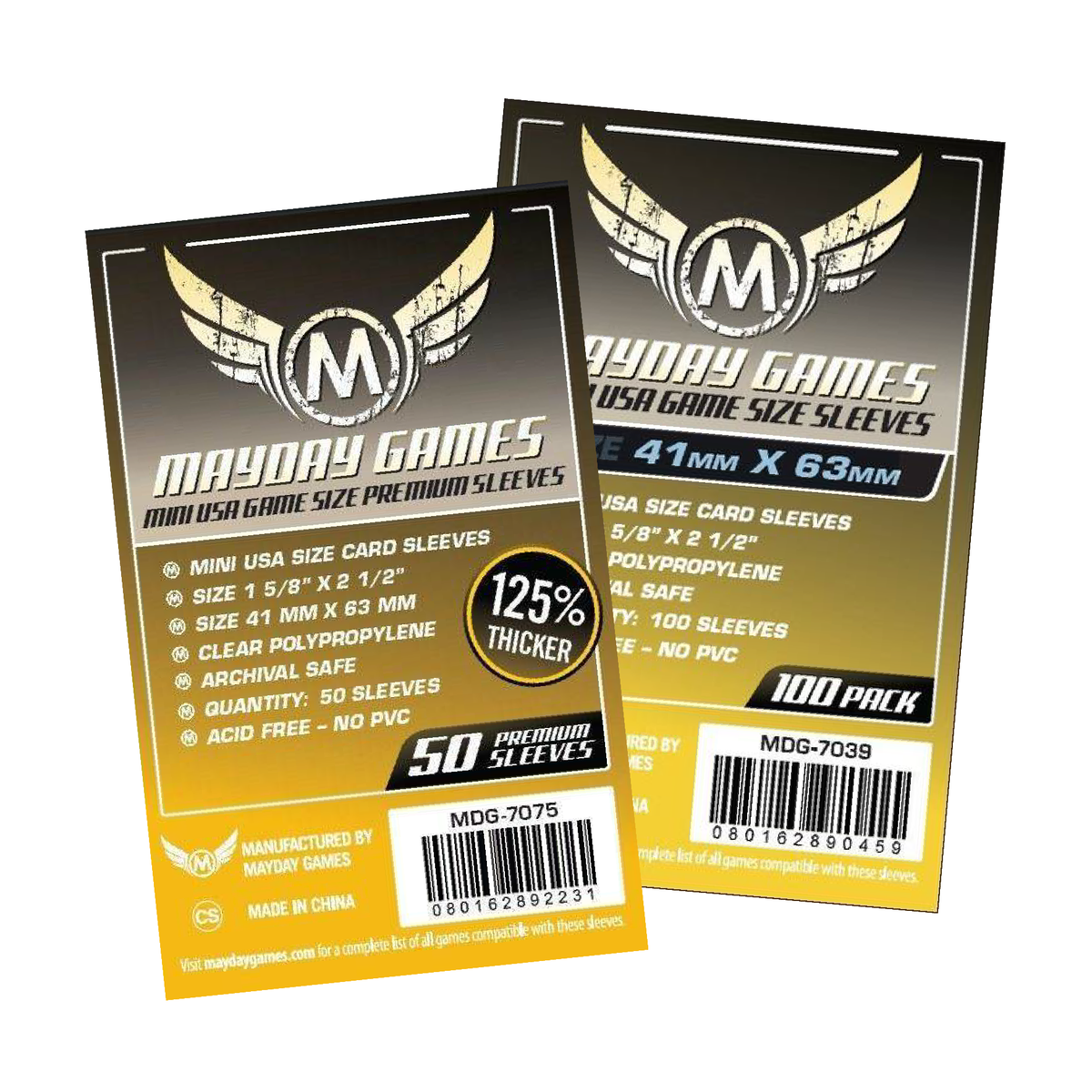 41x63mm Mayday Mini USA Game Sleeves (Standard/Premium)