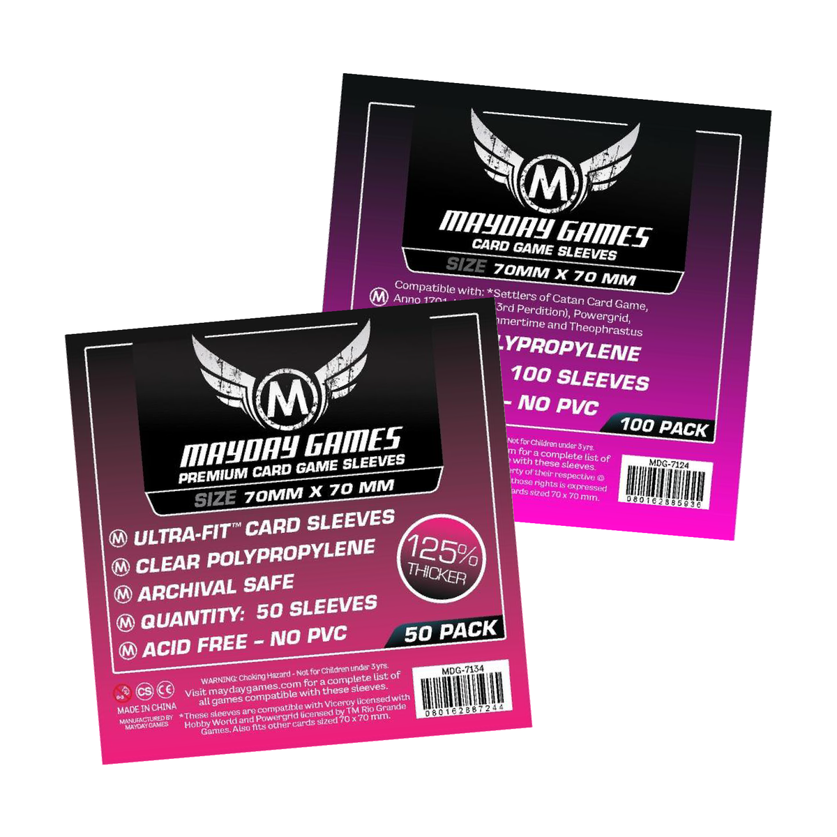 70x70mm Mayday Small Square Game Sleeves (Standard/Premium)