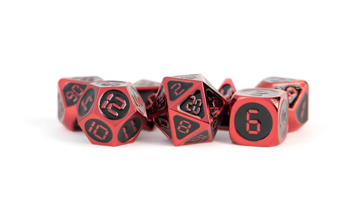 Digital Metal 7-Dice Set: Red with Black Enamel (Metallic Dice Games)