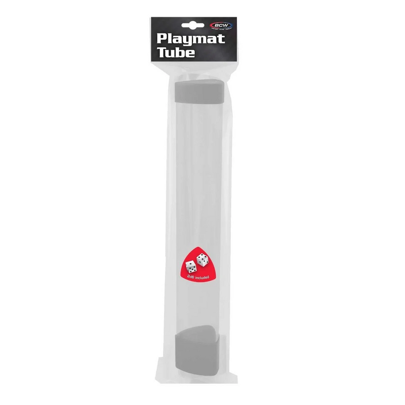 Playmat Tube: Clear with White Caps/Dice (Includes 2 D6 Dice)