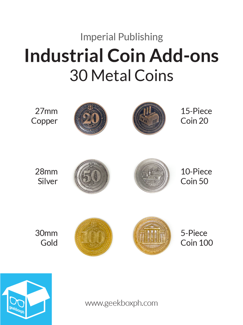 Industrial Metal Coins Board Game Upgrade Set (50) or Add-ons (30)