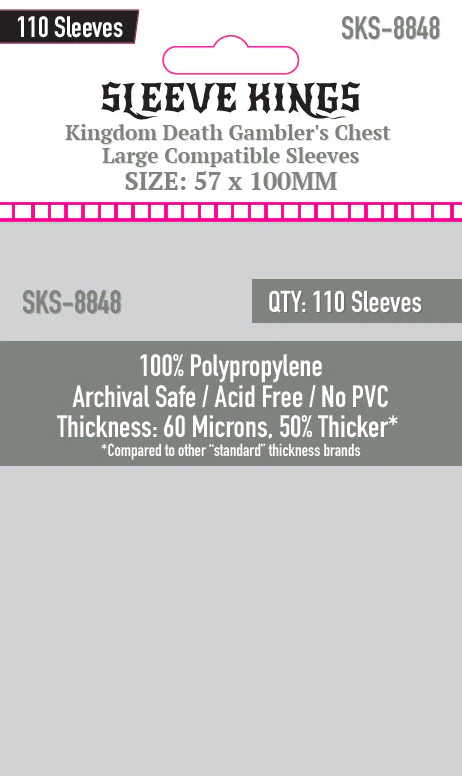 57x100mm Sleeve Kings Kingdom Death Gambler's Chest Large Compatible Sleeves