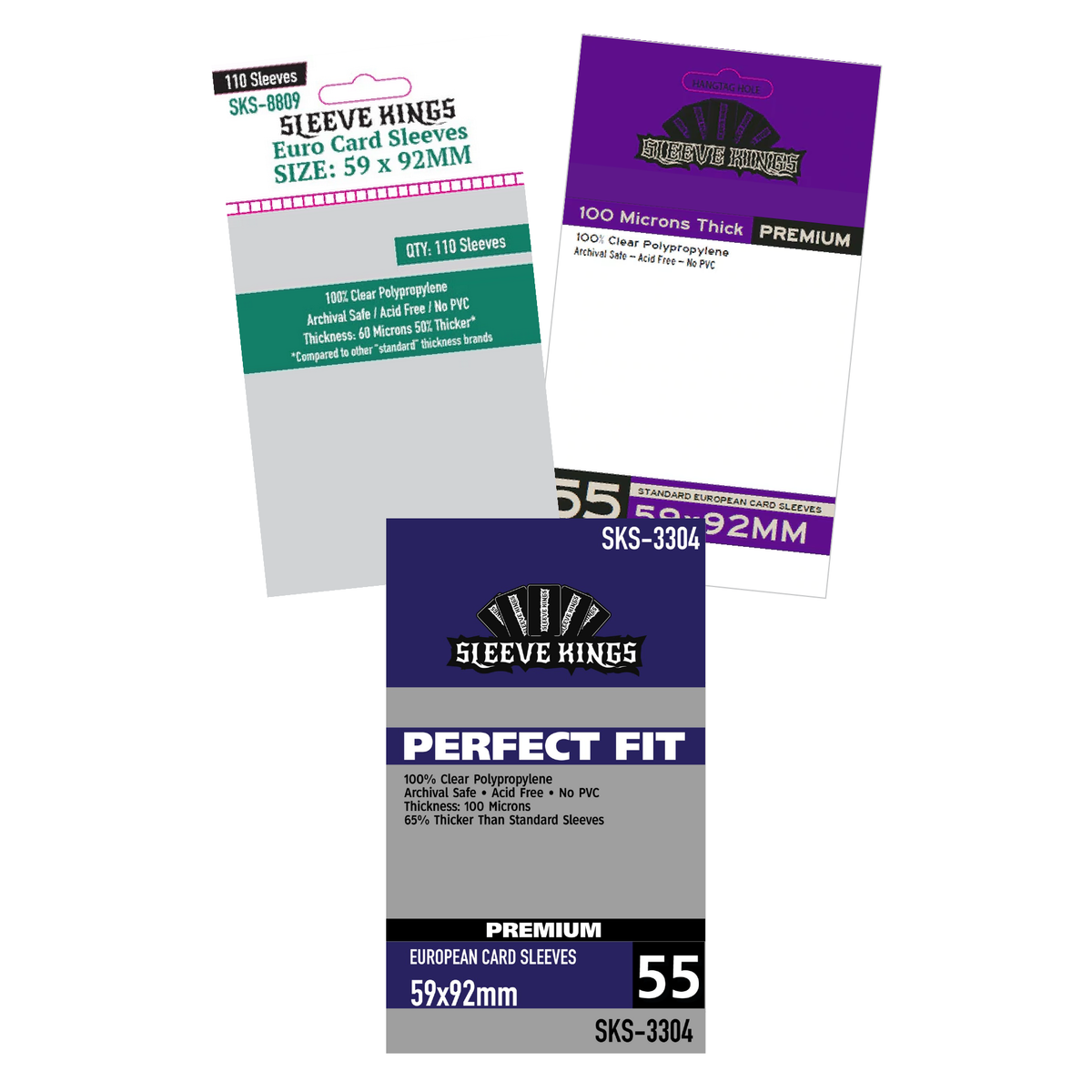59x92mm Sleeve Kings Euro Card Sleeves (Standard/Premium)