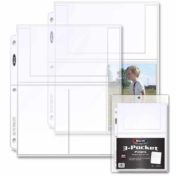 BCW Pro 3-Pocket Photo Page (20 Page Pack)