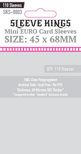 45x68mm - 44x68mm - Sleeve Kings Mini Euro Card Sleeves (Standard/Premium)