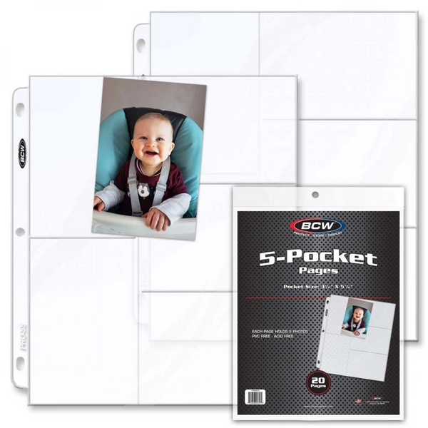 BCW Pro 5-Pocket Photo Page (20 Page Pack)