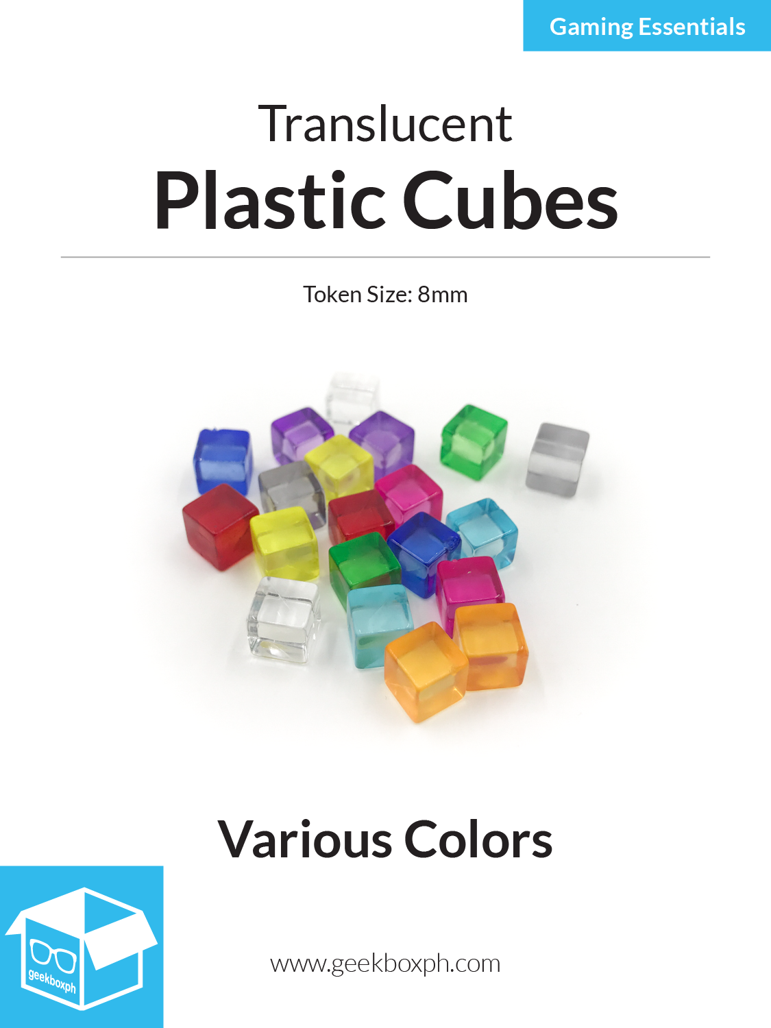 8mm Plastic Cubes (Pack of 20)
