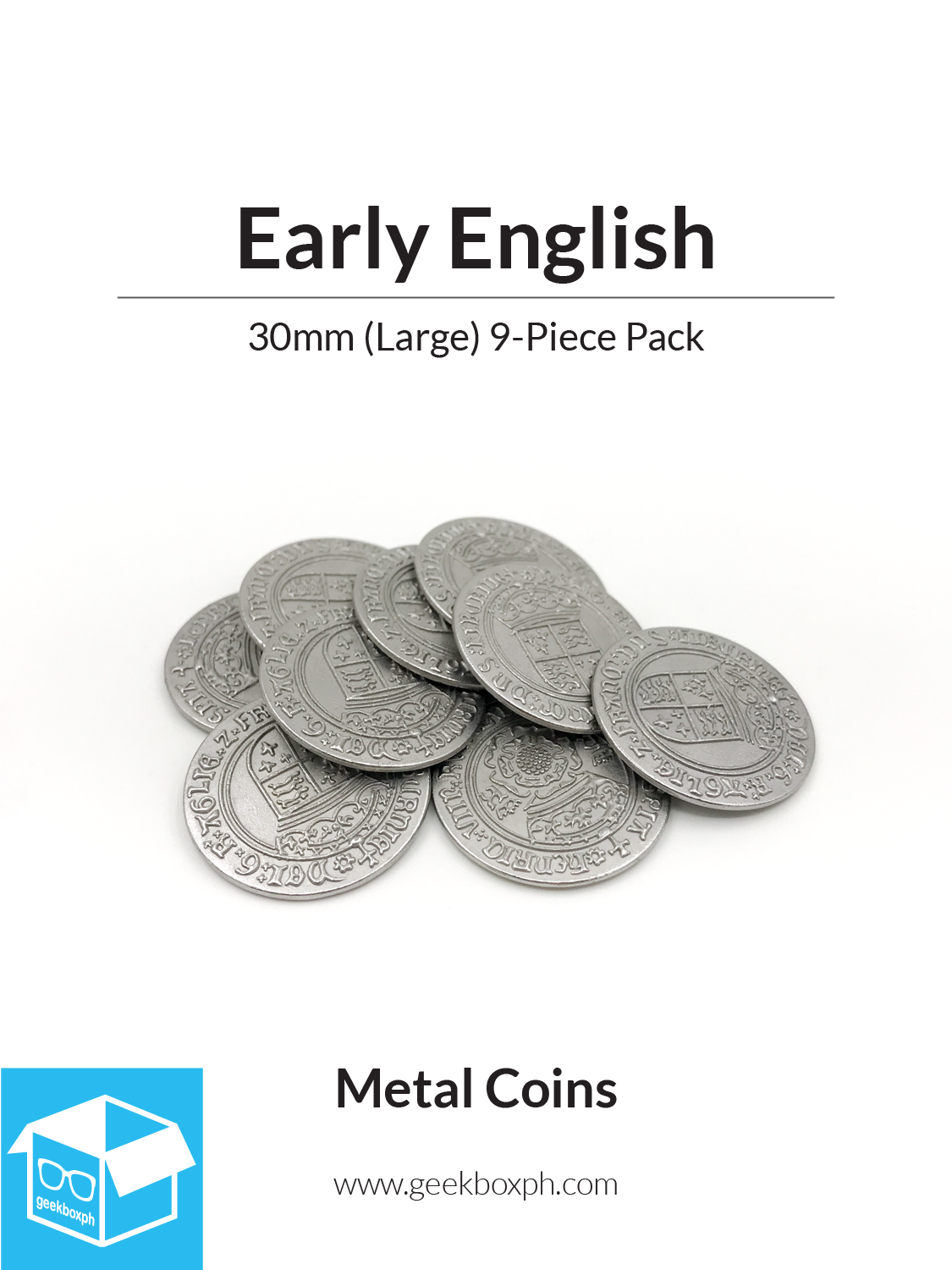 Early English Themed Metal Coins (Various Sizes)