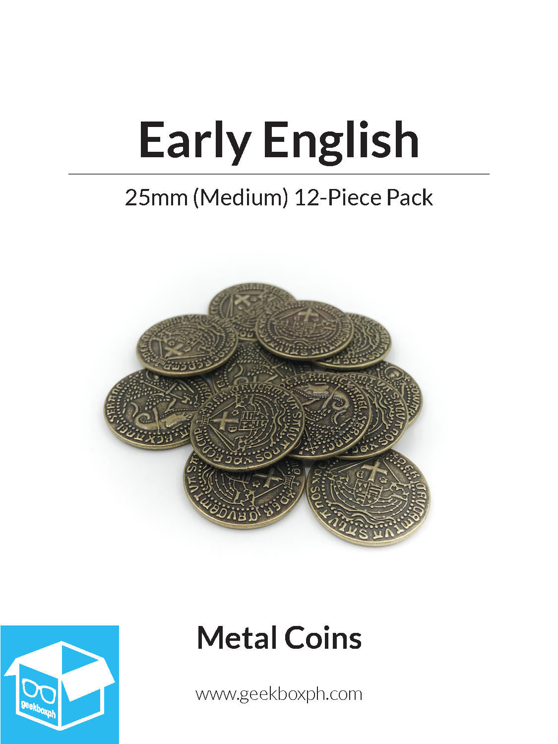 Early English Themed Metal Coins (Various Sizes)