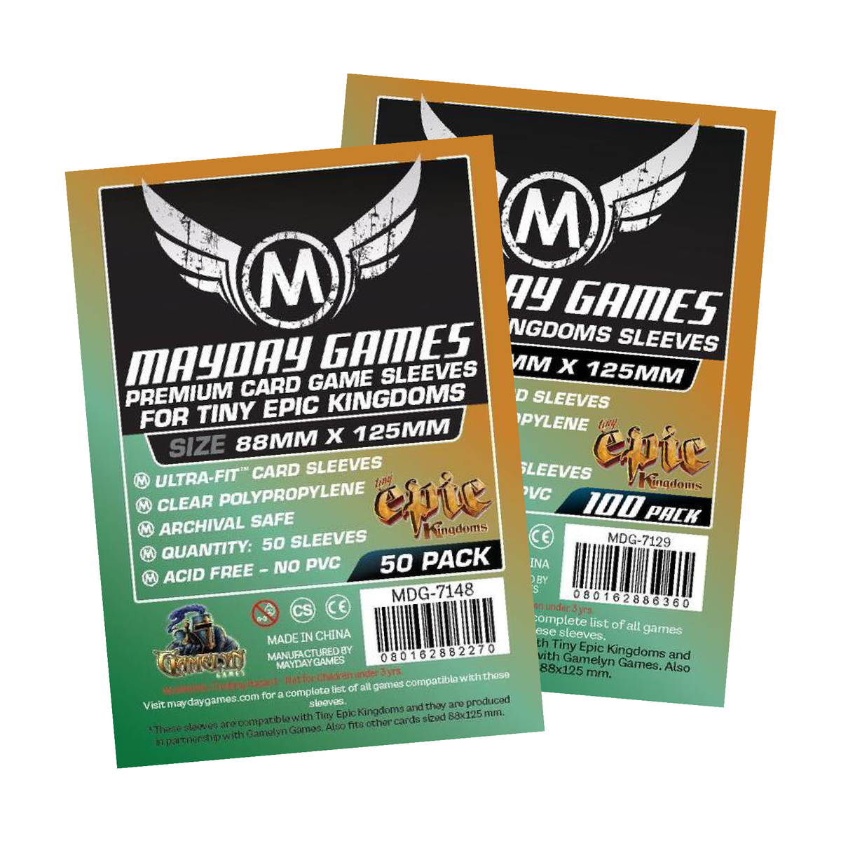 88x125mm Mayday Tiny Epic Kingdoms Game Sleeves (Standard/Premium)