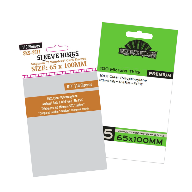 65x100mm Sleeve Kings 7 Wonders Card Sleeves (Standard/Premium)