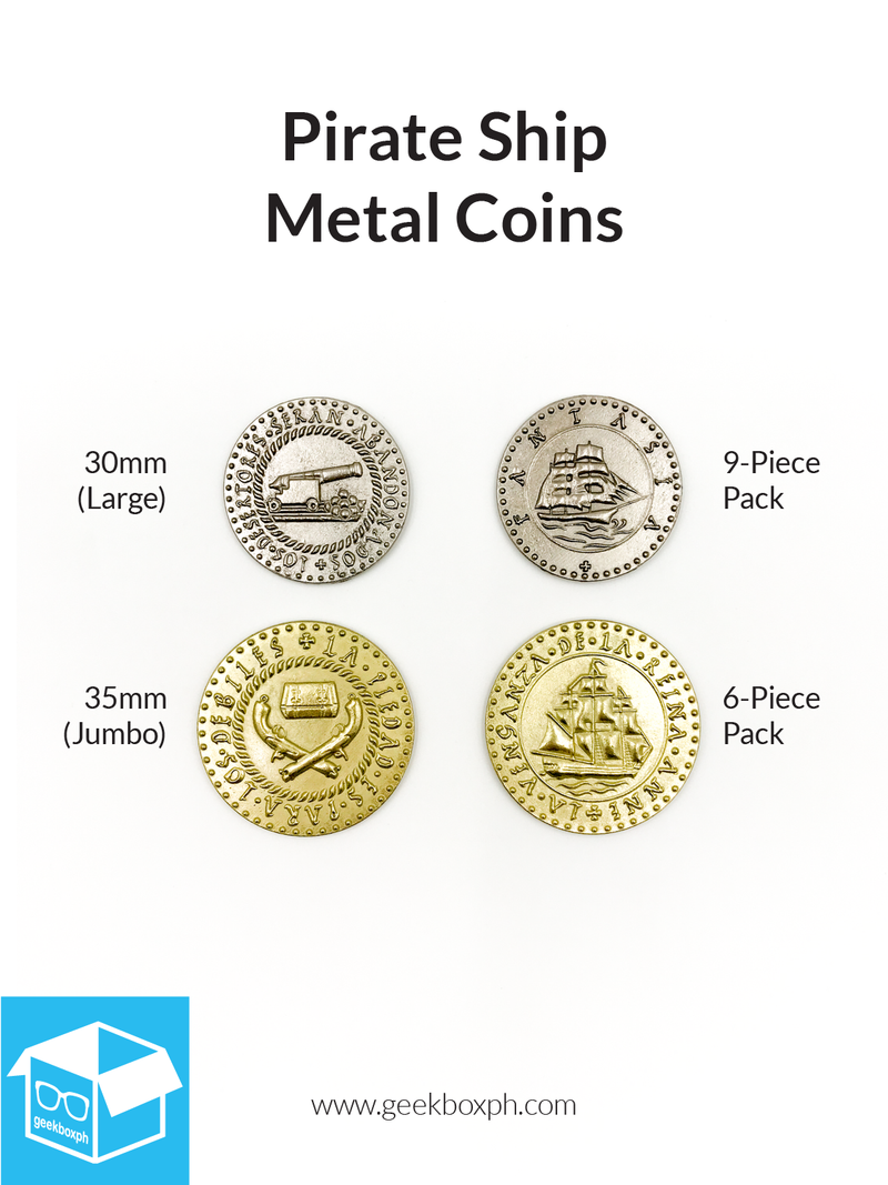 Pirate Ship Themed Metal Coins (Various Sizes)