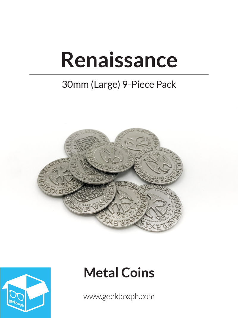 Renaissance Themed Metal Coins (Various Sizes)