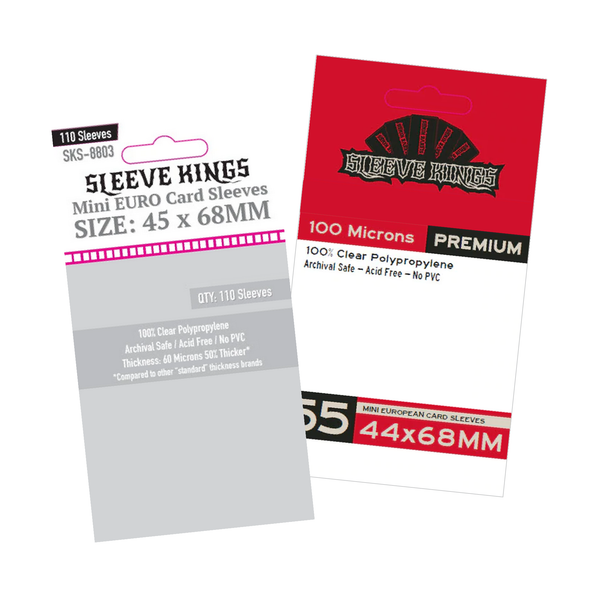45x68mm - 44x68mm - Sleeve Kings Mini Euro Card Sleeves (Standard/Premium)