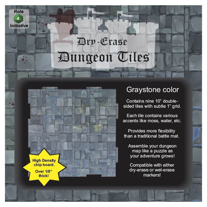 Dry-Erase Interlock Dungeon Tiles - Graystone - 10 inch