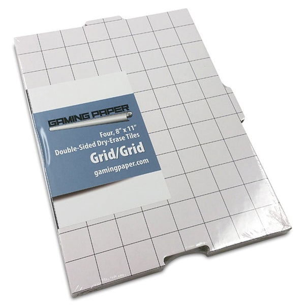 Gaming Paper: Dry-Erase Tiles: Grid/Grid 8"x11" (4)