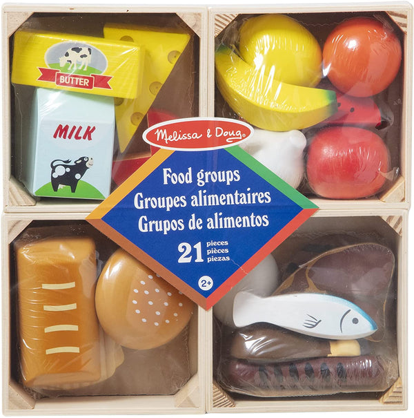 Melissa & Doug Food Groups (21 Wooden Pieces and 4 Crates)