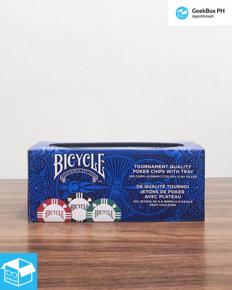 Bicycle 8 Gram Clay Poker Chips (100ct) with Casino Tray